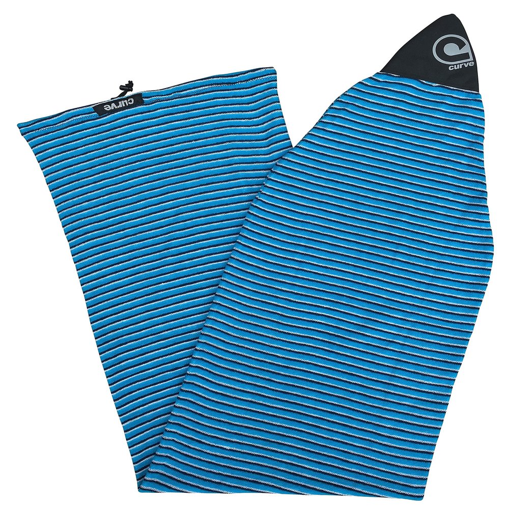 Stretch Surfboard Sock Cover - Pointed Nose [CHOOSE COLOR] (Blue Horizon Stripe, 6'3)