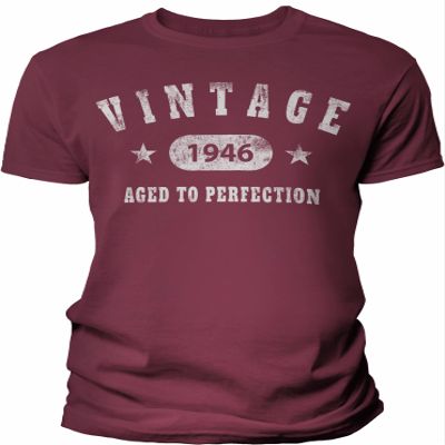 1946 Birthday Shirt for Men - Vintage Stars 1946 Aged to Perfection - 80th Birthday Gift - F/Maroon-4X
