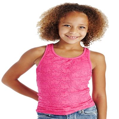 Cutie Patootie - Girls - Lace Overlay Racerback Tank - 6X - Pink