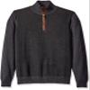 Tricot St. Raphael Men's Big Cotton Blended Herringbone Quarter Zip Sweater with Faux Suede, Charcoal Heather, 4XL Tall view 1