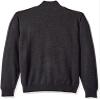 Tricot St. Raphael Men's Big Cotton Blended Herringbone Quarter Zip Sweater with Faux Suede, Charcoal Heather, 4XL Tall view 2