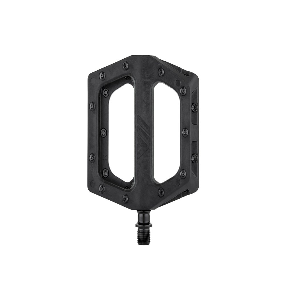 Dmr V11 Flat Mountain Bike Pedals - All Black, Steel Axle/Pair Lightweight Nylon Composite Plastic MTB Cycling Part Downhill Freeride Ride Trail Dirt Jump Cycle Wide Platform Tuneable Pin Grip