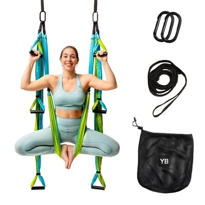 Yoga Trapeze Swing Set for Home & Outdoor | Easy Setup for Strength, Balance & Back Pain Relief | Adjustable Straps & 600lb Capacity, Includes Carrying Bag & Online Tutorials, Aqua