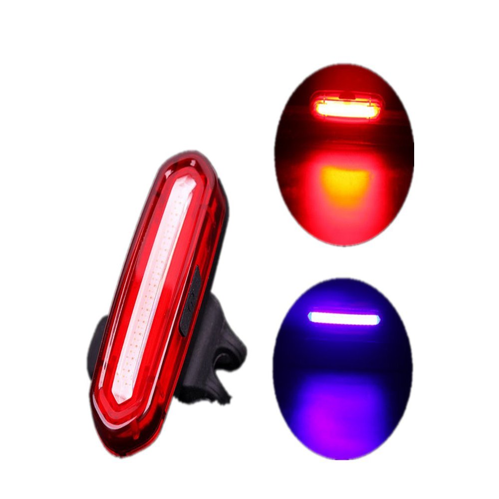 Ultra Bright Lamp safety bicycle lamp USB charging LED waterproof super bright flashing lights mixing bicycle road mountain bike convenient installation (Red Blue)