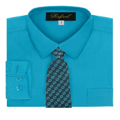 Boy's Dress Shirt & Tie - Turquoise, 7