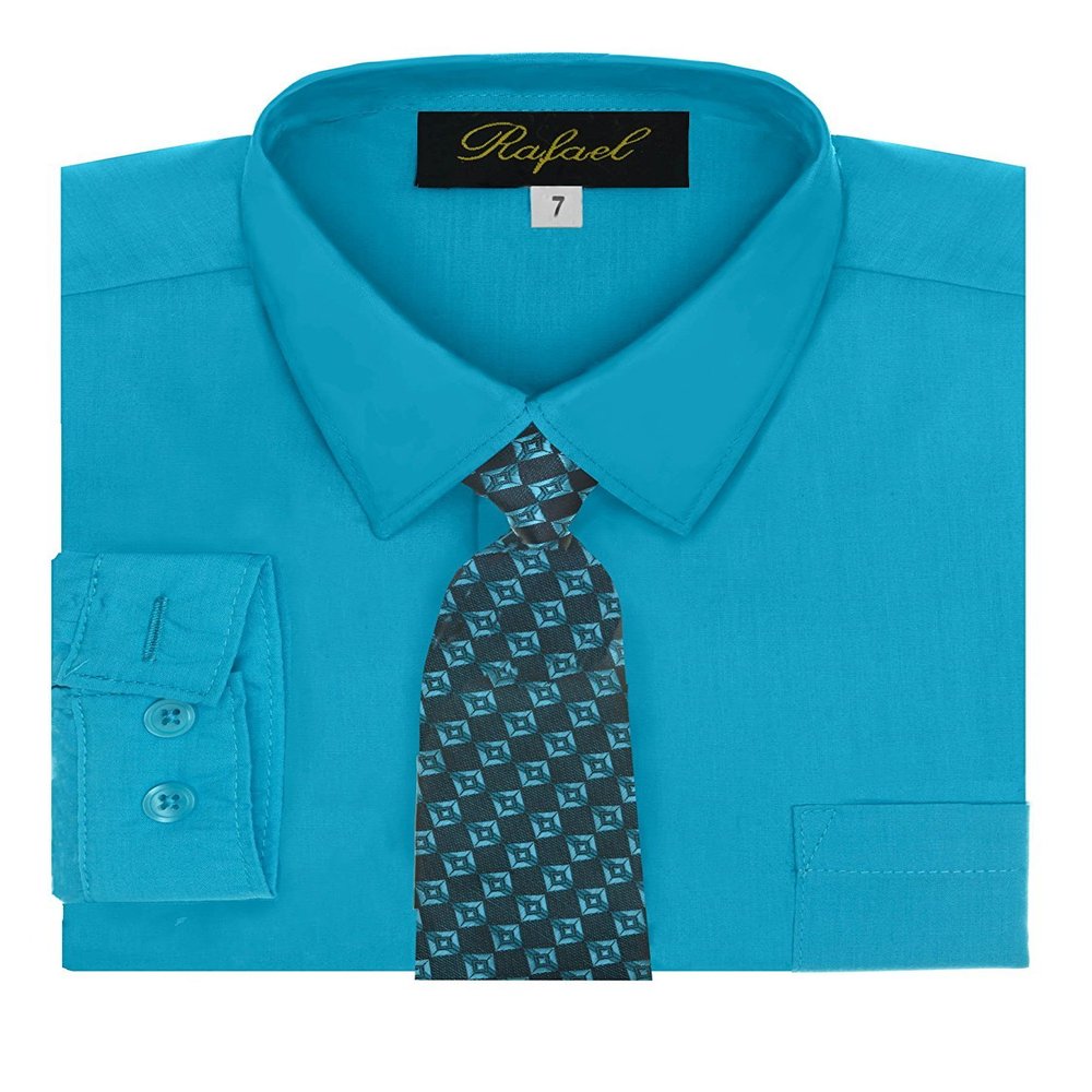Boy's Dress Shirt & Tie - Turquoise, 7