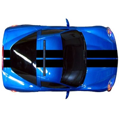 Clausen's World 9" Double Center Vinyl Racing Stripes, Fits Chevy Corvette C6 Stingray, Black