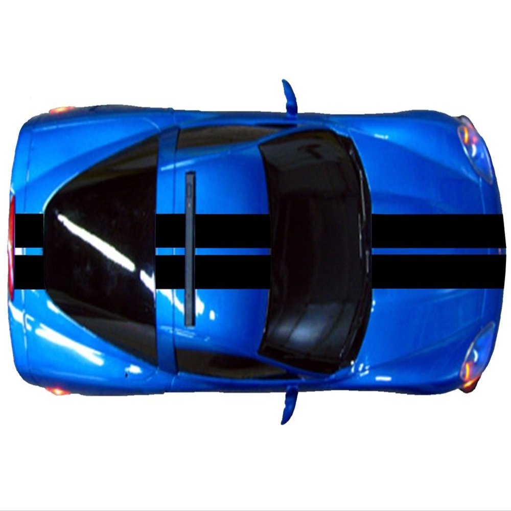 Clausen's World 9" Double Center Vinyl Racing Stripes, Fits Chevy Corvette C6 Stingray, Black