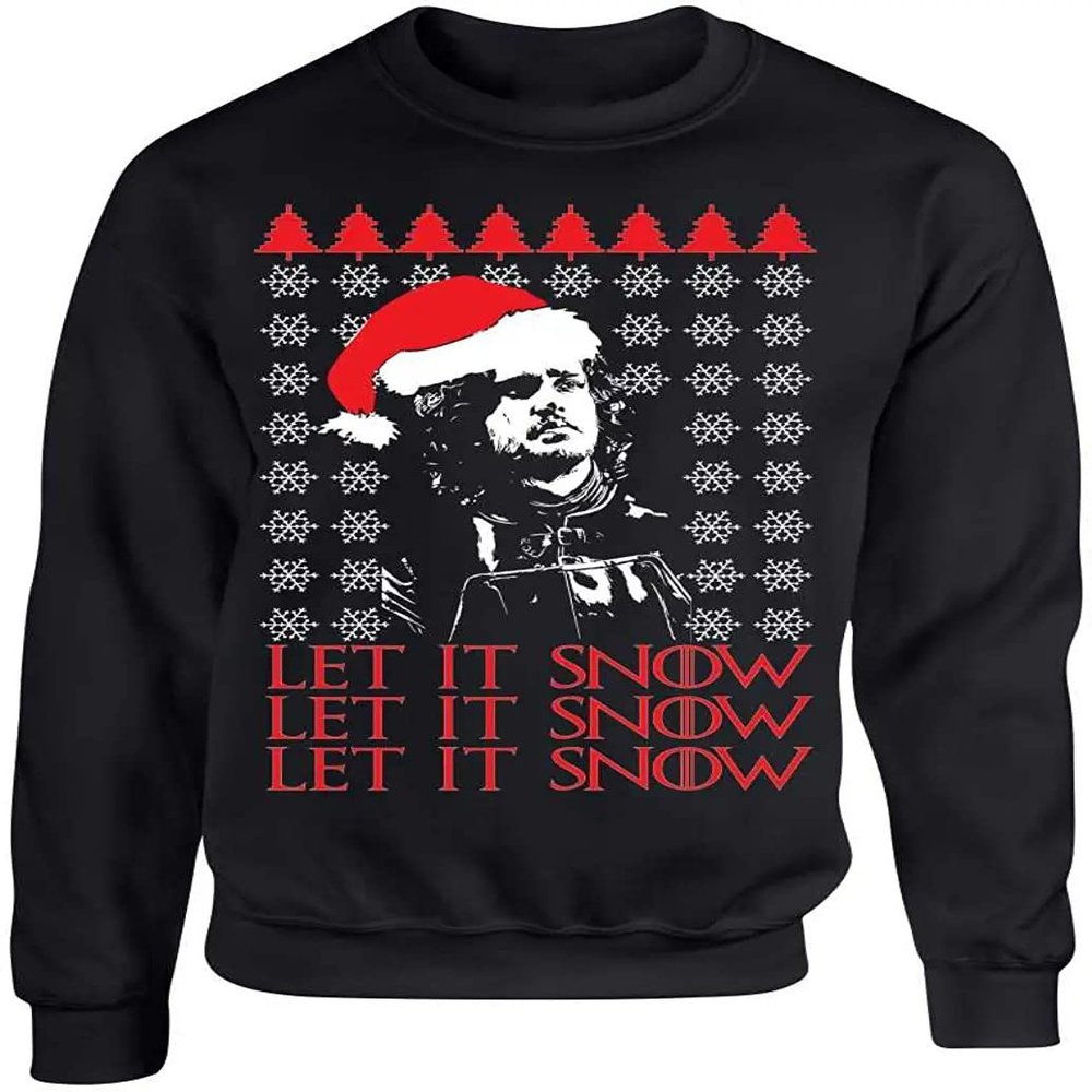 ALLNTRENDS Adult Crewneck Let It Snow Ugly Christmas Sweater Gift (3XL, Black)