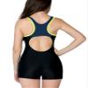BeautyIns Womens One Piece Swimsuit Boyleg Swimwear Sports Boy short Swimming Costume Size 46, Size 12 US, Blue view 2