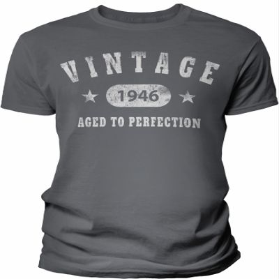 1946 Birthday Shirt for Men - Vintage Stars 1946 Aged to Perfection - 80th Birthday Gift - F/Charcoal-4X