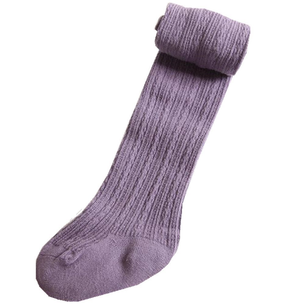 Ding-dong Baby Kid Girl Cotton Tights(Style 2, Purple,2-4T)