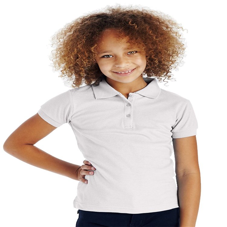 Cutie Patootie - Girls - Solid Polo Shirt w/Cute Button-Up - 12 - White
