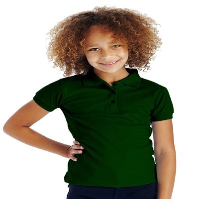Cutie Patootie - Girls - Solid Polo Shirt w/Cute Button-Up - 4 - Hunter Green