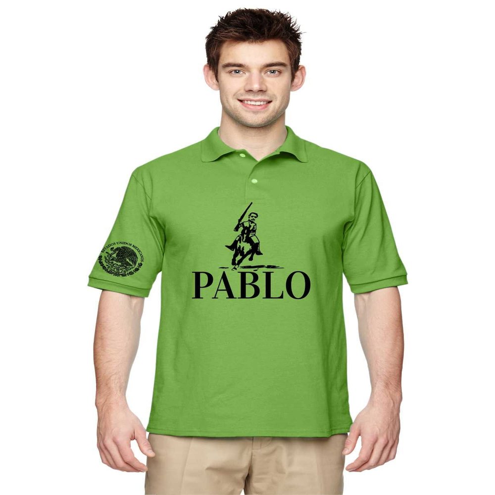 ALLNTRENDS Men's Polo Shirt Pablo Unidos Mexicanos Cool Tee (L, Kiwi)