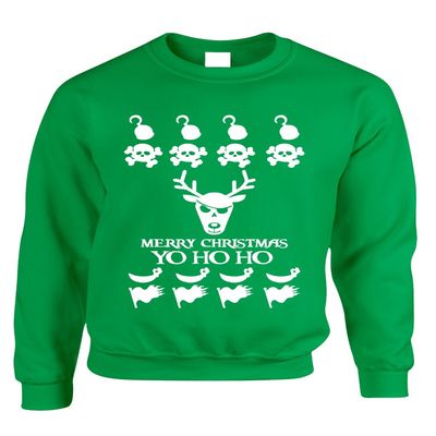 ALLNTRENDS Adult Crewneck Yo Ho Ho Cool Ugly Christmas Sweater (3XL, Irish Green)