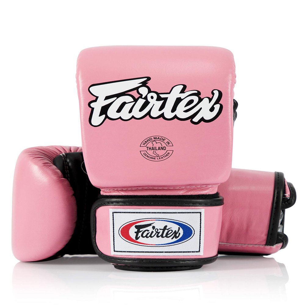 Fairtex TGO3 Muay Thai Boxing Gloves for Men, Women, Kids | Special Open Thumb Design | MMA Gloves| Premium Quality, Light Weight & Shock Absorbent Boxing Gloves (Pink/Black/Large)