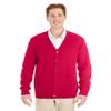 Harriton Men's Pilbloc V-Neck Button Cardigan Sweater M RED view 1