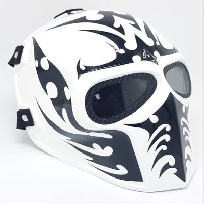 INVADER KING Airsoft Full Face Mask Army of Two Cosplay Halloween mask Paintball Ghost Masks (Red) (White&Black)