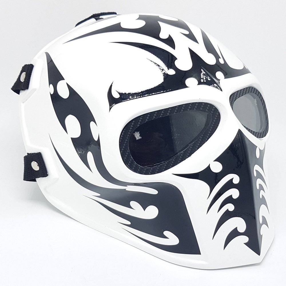 INVADER KING Airsoft Full Face Mask Army of Two Cosplay Halloween mask Paintball Ghost Masks (Red) (White&Black)