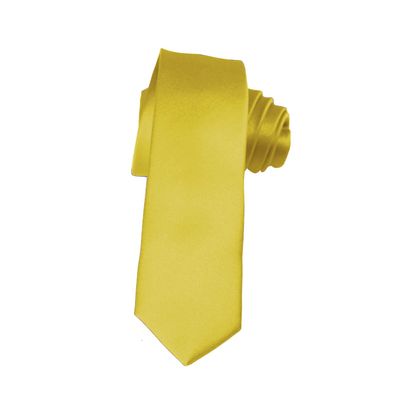 K. Alexander Skinny Baby Yellow Tie 2 Inch Solid Mens Tie Satin