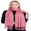 CJ Apparel Pink Coral Pink Solid Color Tassels Design Nepalese Shawl Seconds Scarf Wrap Stole Throw Head Wrap Pashmina Gift Hand Made in Nepal New view 4