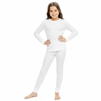 Girls Thermal Underwear Set (3T, White)