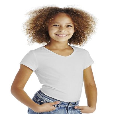 Cutie Patootie - Girls - Solid V-Neck Tee - 6/6X - White