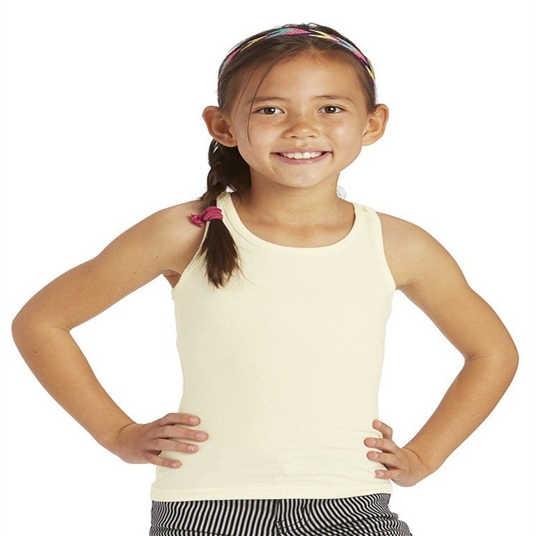 Cutie Patootie - Girls - Solid Racerback with Lace Back Tank - 6 - Beige