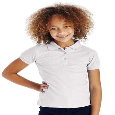 Cutie Patootie - Girls - Solid Polo Shirt w/Cute Button-Up - 8 - White