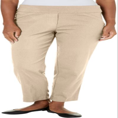 Alfred Dunner Women's Short Length Slim Leg Pant, Stone, 8