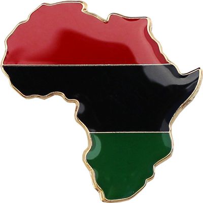 African American Continent Metal Cutout Lapel Pin, Red, Black, Green 1" x 1", Butterfly Clasp"