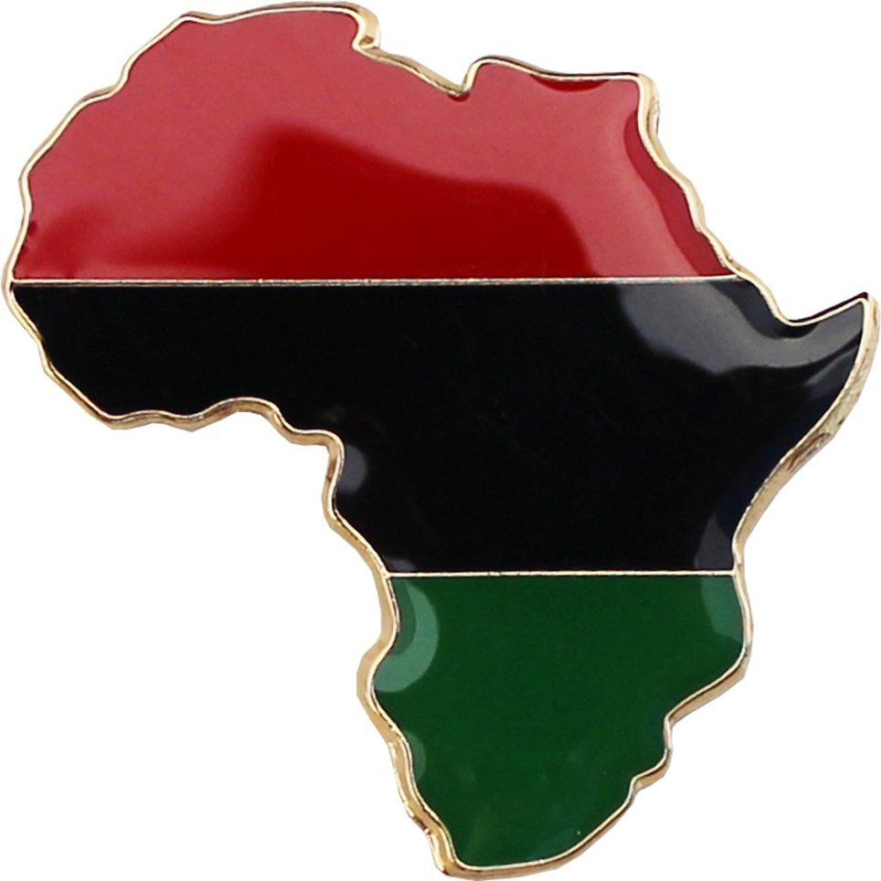 African American Continent Metal Cutout Lapel Pin, Red, Black, Green 1" x 1", Butterfly Clasp"