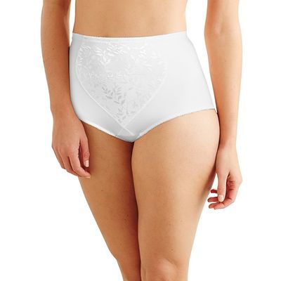 Bali Designs Women's Shapewear Tummy Panel Brief Firm Control 2-Pack, Black Jacquard, Medium