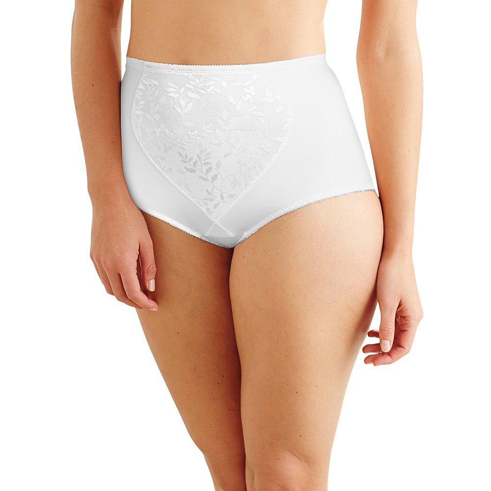 Bali Designs Women's Shapewear Tummy Panel Brief Firm Control 2-Pack, Black Jacquard, Medium