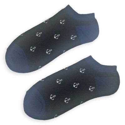 Navy Invisible Socks for Men - Anchor