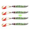 4pcs Fish WOW! 100g Fishing Vertical Metal Speed jig 3.5oz Knife Jig with Two Assist Hooks - Silver Glow view 1