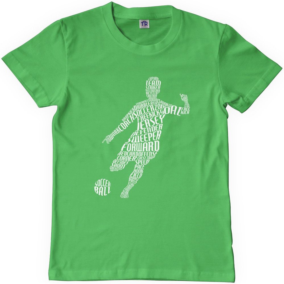 Threadrock Big Boys' Soccer Player Typography Youth T-Shirt S Grass Green