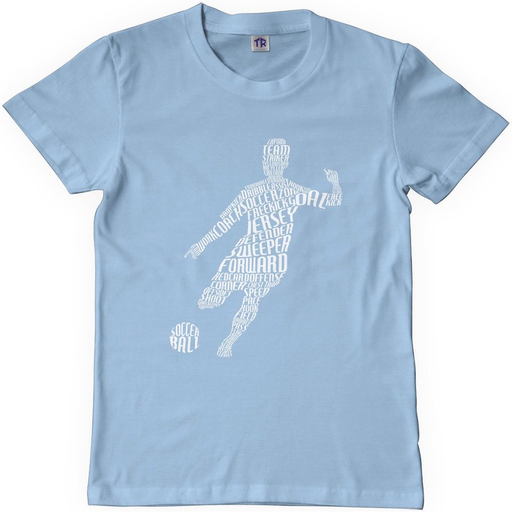 Threadrock Big Boys' Soccer Player Typography Youth T-Shirt M Light Blue