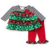 Bonnie Jean Little Girls Red Green Dotted Plaid Tiered Tunic Legging Set, 4 view 1