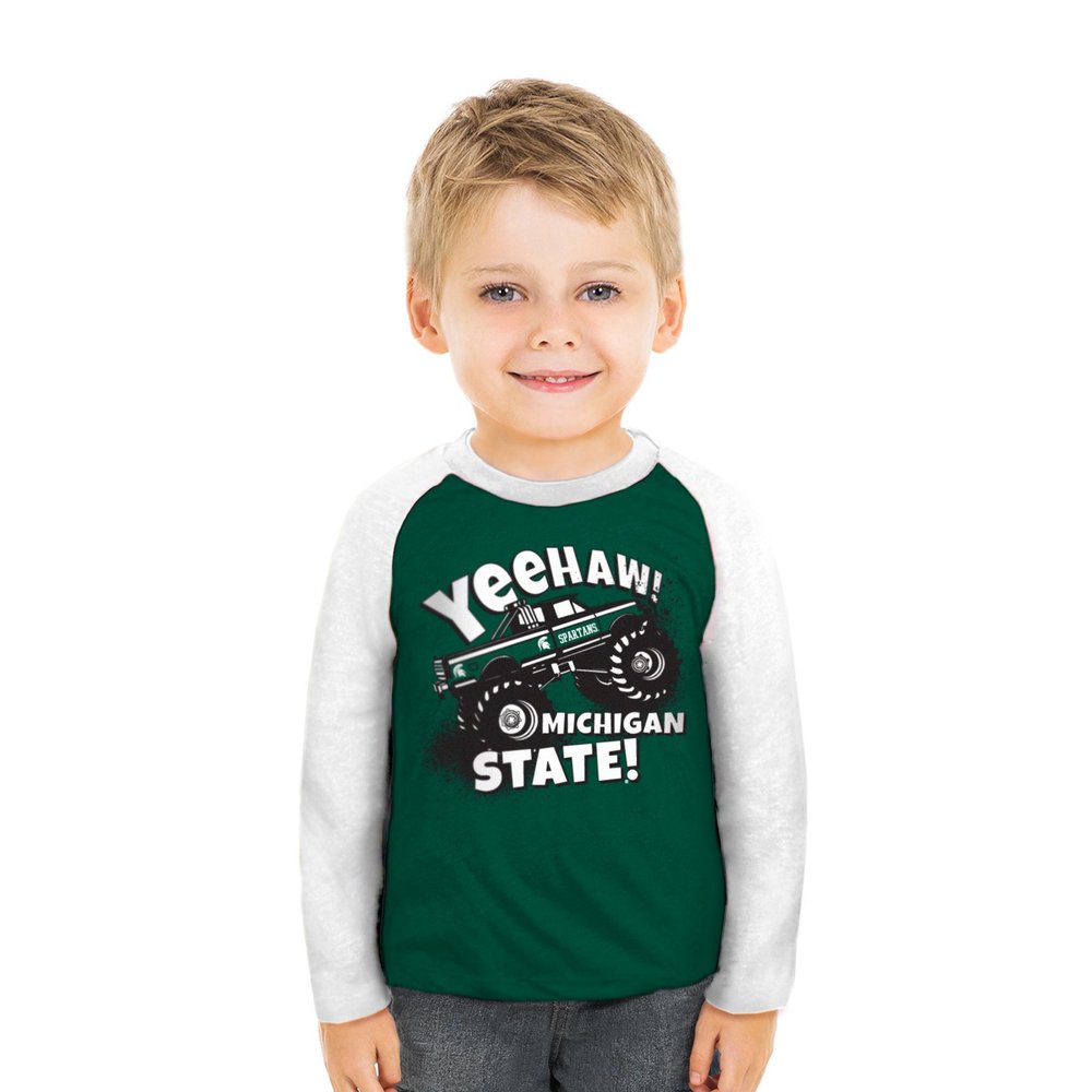 Cheekie Peach NCAA Michigan State Spartans Boys Infant Monster Raglan Tee, 12-18 Months, Green