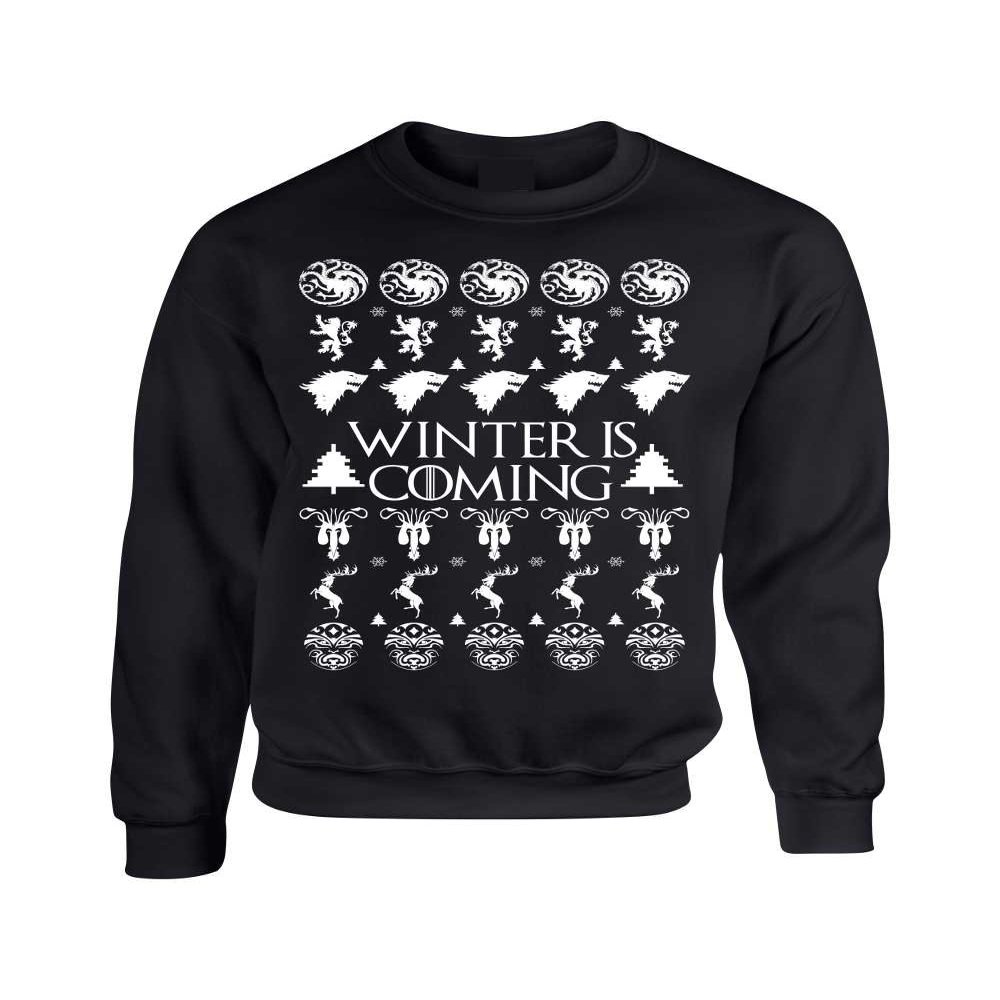ALLNTRENDS Adult Crewneck Winter is Coming Ugly Christmas Sweater Holiday (XL, Black)