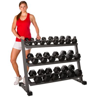 5-50 lb Dumbbell Weight Set (10 Pairs) with Weight Storage Rack