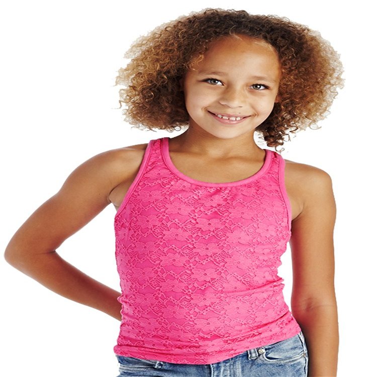 Cutie Patootie - Girls - Lace Overlay Racerback Tank - 12 - Pink