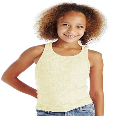 Cutie Patootie - Girls - Lace Overlay Racerback Tank - 12 - Beige