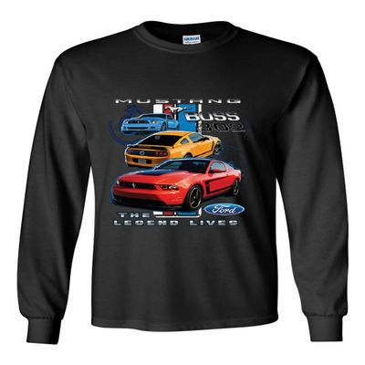 Ford Mustang The Legend Lives Long Sleeve Novelty T-Shirt Muscle Performance Black Small
