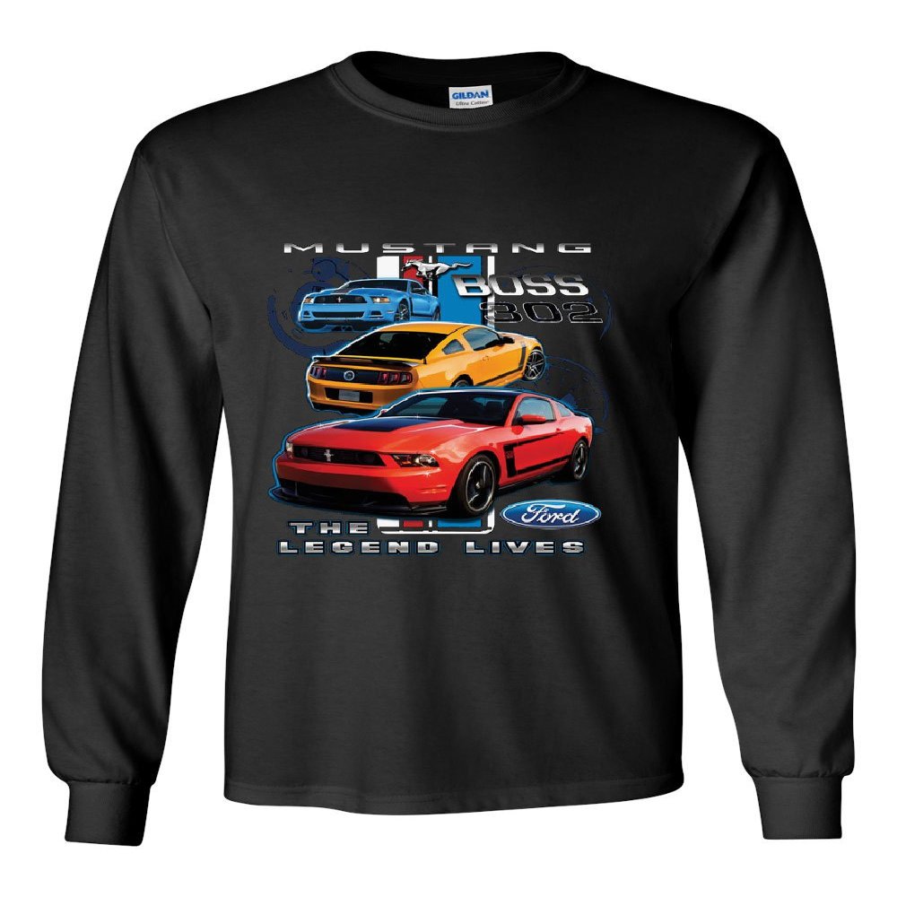 Ford Mustang The Legend Lives Long Sleeve Novelty T-Shirt Muscle Performance Black Small