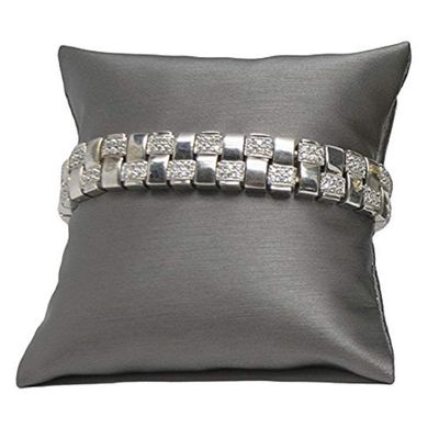 888 Display, USA - 4-pieces Bracelet Watch Pillow Jewelry Displays (3" x 3", Steel Grey Faux Leather)