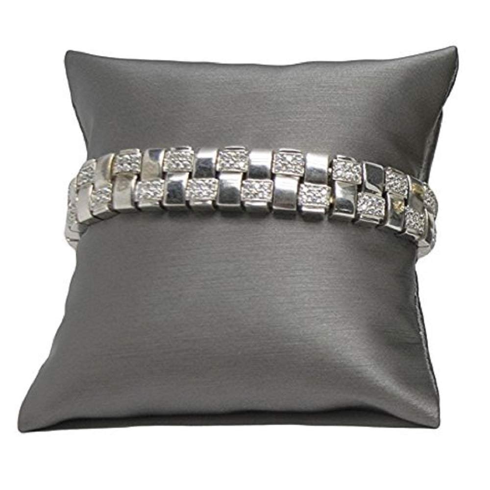 888 Display, USA - 4-pieces Bracelet Watch Pillow Jewelry Displays (3" x 3", Steel Grey Faux Leather)