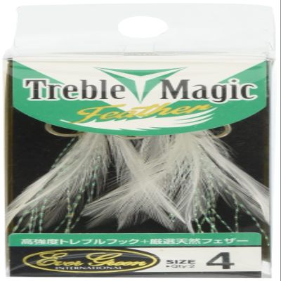 Evergreen Triple Hook Treble Magic Feather No. 4, Matte Silver